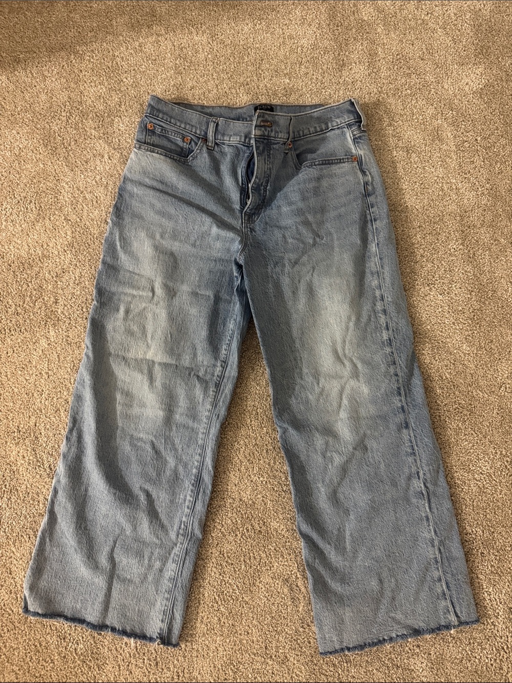 J. Crew Factory Light Blue Cropped Wide-Leg Jeans